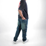 بنطلون بوي فريند رجالي جينز رباعية قطن 100% زيتي جميع المواسم من إيجي وير جينز - bfm6-437-washed blue