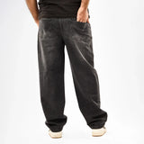 بنطلون وايد ليج رجالي جينز رباعية قطن 100% رمادي فاتح جميع المواسم من إيجي وير جينز - bgm010-443-light grey