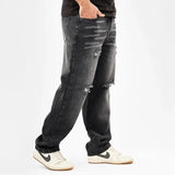 بنطلون وايد ليج رجالي جينز رباعية قطن 100% رمادي فاتح جميع المواسم من إيجي وير جينز - bgm010-443-light grey