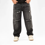 بنطلون وايد ليج رجالي جينز رباعية قطن 100% رمادي فاتح جميع المواسم من إيجي وير جينز - bgm010-443-light grey