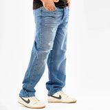 بنطلون وايد ليج رجالي جينز رباعية قطن 100% كحلي وسط جميع المواسم من إيجي وير جينز - bgm010-445-blue