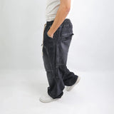 بنطلون وايد ليج رجالي جينز رباعية قطن 100% رمادي غامق جميع المواسم من إيجي وير جينز - bgm04-439-dark grey