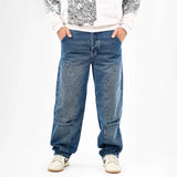 بنطلون وايد ليج رجالي جينز رباعية قطن 100% كحلي وسط جميع المواسم من إيجي وير جينز - bgm08-478-blue