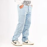 بنطلون وايد ليج رجالي جينز رباعية قطن 100% ثلجي جميع المواسم من إيجي وير جينز - bgm08-478-ice blue