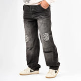 بنطلون وايد ليج رجالي جينز رباعية قطن 100% رمادي فاتح جميع المواسم من إيجي وير جينز - bgm08-479-light grey