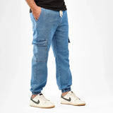 بنطلون شروال رجالي جينز رباعية 98% قطن 2% ليكرا كحلي وسط جميع المواسم من إيجي وير جينز - crm01-474-light blue