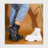 حذاء هاف بوت حريمى فوندي جلد اسكاى مستورد ونعل PVC حقن ألوان متعددة شتوى من جرين - grh-1009