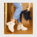 بوت سنيكرز حريمى فوندي جلد إسكاي مستورد ونعل PVC حقن الوان متعددة شتوى من جرين - grh-1013