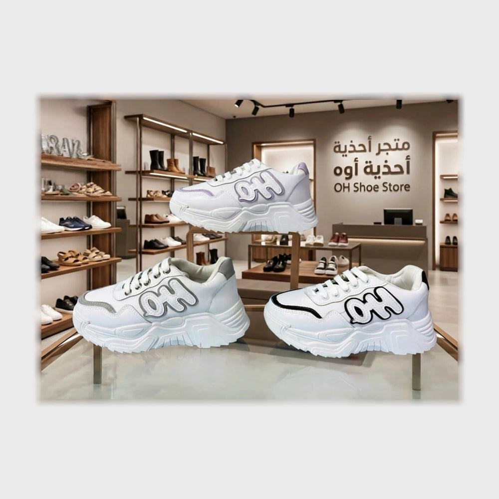 حذاء سنيكرز حريمى فوندي جلد إسكاي مستورد ونعل PVC حقن الوان متعددة جميع المواسم من ال وحيد - l-1226
