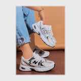 حذاء سنيكرز حريمى فوندي خيط مستورد ونعل PVC حقن الوان متعددة كل المواسم من باريس - nbt-40