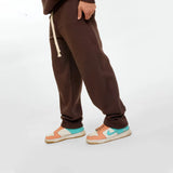 بنطلون وايد ليج ساده للجنسين قطن اسفنجي بني جميع المواسم من اتش - Pant-Brown