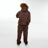 بنطلون وايد ليج ساده للجنسين قطن اسفنجي بني جميع المواسم من اتش - Pant-Brown