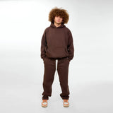 بنطلون وايد ليج ساده للجنسين قطن اسفنجي بني جميع المواسم من اتش - Pant-Brown