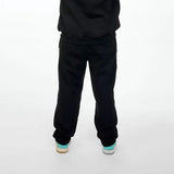 بنطلون وايد ليج ساده للجنسين قطن اسفنجي اسود جميع المواسم من اتش - Pant-Black