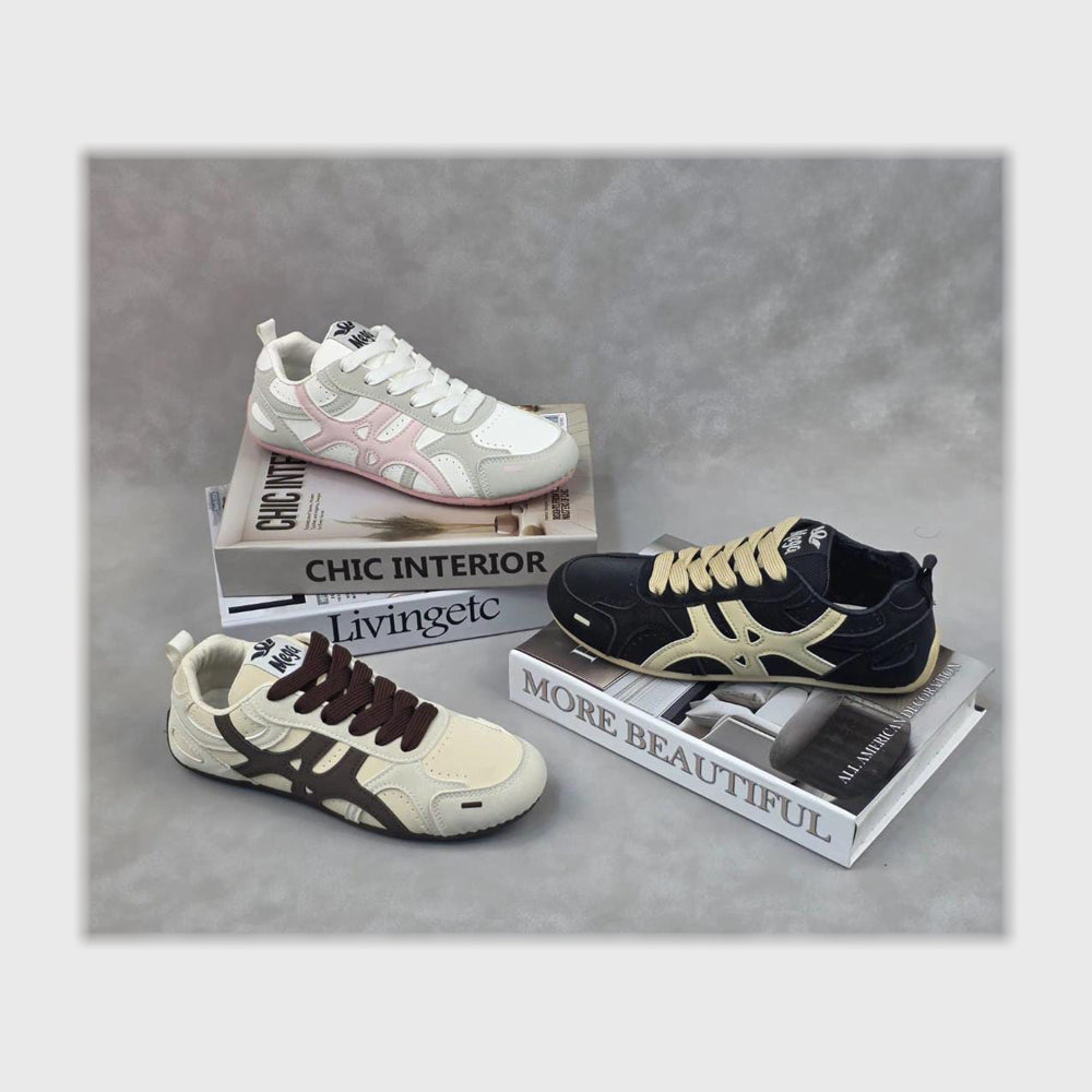 حذاء سنيكرز حريمى فوندي جلد إسكاي مستورد ونعل PVC حقن الوان متعددة جميع المواسم من ميجا - pm-212