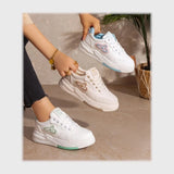 حذاء سنيكرز حريمى فوندي جلد إسكاي مستورد ونعل PVC حقن الوان متعددة جميع المواسم من إس آند كيه يويو ميكس - r-4140nl