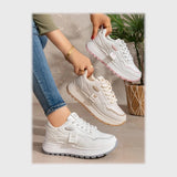 حذاء سنيكرز حريمى فوندي جلد إسكاي مستورد ونعل PVC حقن الوان متعددة جميع المواسم من إس آند كيه يويو ميكس - r-4161as