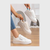 حذاء سنيكرز حريمى فوندي جلد إسكاي مستورد ونعل PVC حقن الوان متعددة جميع المواسم من إس آند كيه يويو ميكس - r-4180