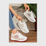 حذاء سنيكرز حريمى فوندي جلد إسكاي مستورد ونعل PVC حقن الوان متعددة جميع المواسم من إس آند كيه يويو ميكس - r-4189as