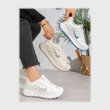 حذاء سنيكرز حريمى فوندي جلد إسكاي مستورد ونعل PVC حقن الوان متعددة جميع المواسم من إس آند كيه يويو ميكس - r-4241as