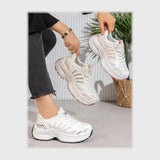 حذاء سنيكرز حريمى فوندي جلد إسكاي مستورد ونعل PVC حقن الوان متعددة جميع المواسم من إس آند كيه يويو ميكس - r-676kn