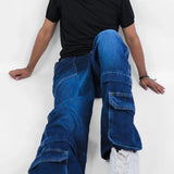 بنطلون ريجيولار رجالي جينز رباعية قطن 100% كحلي غامق جميع المواسم من إيجي وير جينز - rgm04-461-dark blue