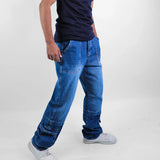 بنطلون ريجيولار رجالي جينز رباعية قطن 100% كحلي وسط جميع المواسم من إيجي وير جينز - rgm04-461-medum blue