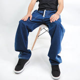 بنطلون شروال رجالي جينز رباعية قطن 100% كحلي غامق جميع المواسم من إيجي وير جينز - rxm01-436-dark blue