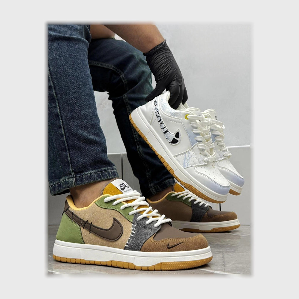 حذاء سنيكرز رجالى فوندي جلد إسكاي مستورد ونعل PVC حقن الوان متعددة Stock Shoes من ستوك - sb-53