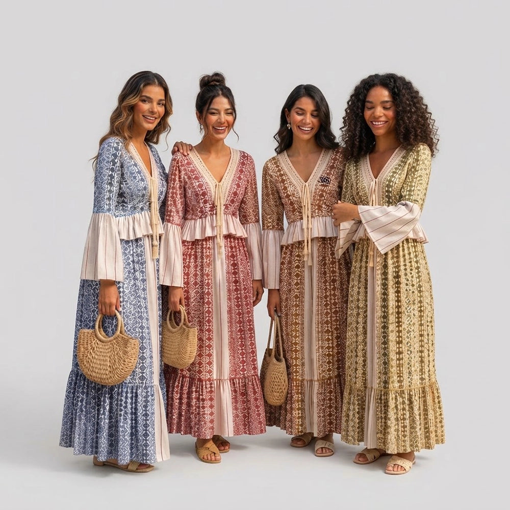 فستان مطبوع رسومات حريمى اس بي اتش مشكل الوان صيفى من كلوب سيلفي - se-10