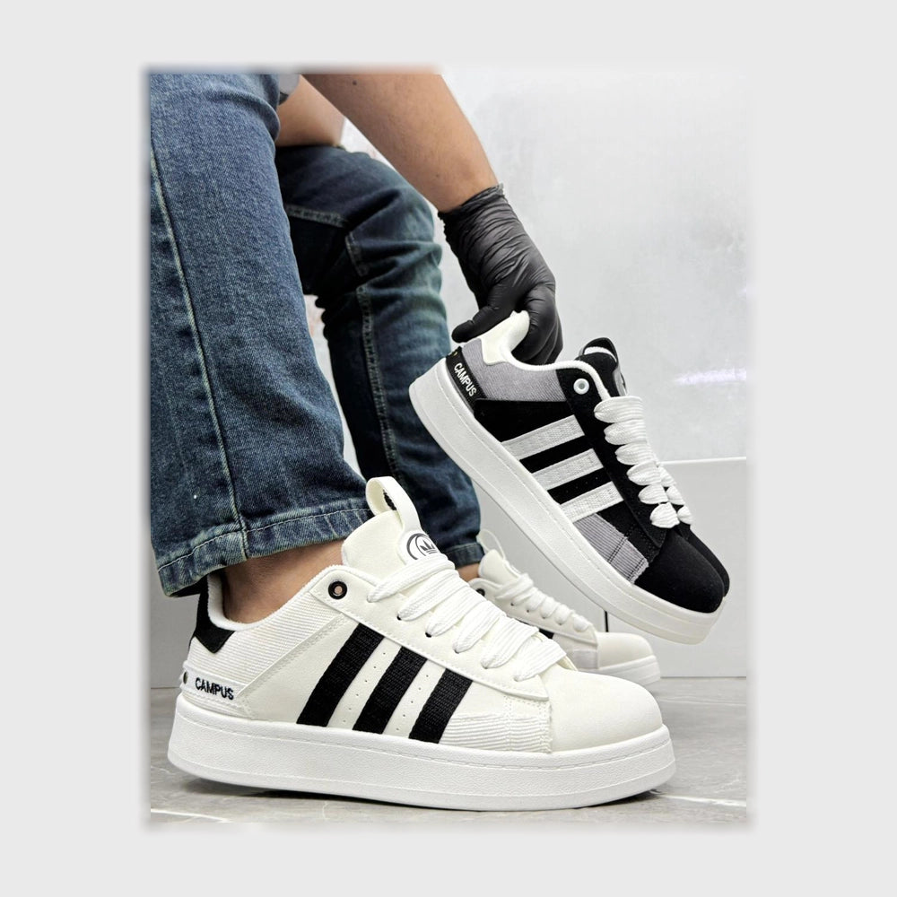 حذاء سنيكرز رجالى فوندي جلد إسكاي مستورد ونعل PVC حقن الوان متعددة Stock Shoes من ستوك - sk-855