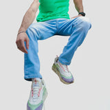 بنطلون سلم رجالي جينز رباعية 98% قطن 2% ليكرا كحلي فاتح جميع المواسم من إيجي وير جينز - slm01-376-light blue