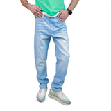 بنطلون سلم رجالي جينز رباعية 98% قطن 2% ليكرا كحلي فاتح جميع المواسم من إيجي وير جينز - slm01-376-light blue