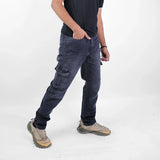 بنطلون كارجو رجالي جينز رباعية 98% قطن 2% ليكرا رمادي غامق جميع المواسم من إيجي وير جينز - slm04-393-dark grey