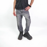 بنطلون كارجو رجالي جينز رباعية 98% قطن 2% ليكرا رمادي فاتح جميع المواسم من إيجي وير جينز - slm04-393-light grey