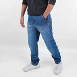 بنطلون سلم رجالي جينز رباعية 98% قطن 2% ليكرا كحلي وسط جميع المواسم من إيجي وير جينز - slm05-433-medum blue