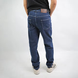 بنطلون سلم رجالي جينز رباعية 98% قطن 2% ليكرا كحلي غامق جميع المواسم من إيجي وير جينز - slm08-487-dark blue