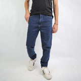 بنطلون سلم رجالي جينز رباعية 98% قطن 2% ليكرا كحلي غامق جميع المواسم من إيجي وير جينز - slm08-487-dark blue