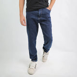 بنطلون سلم رجالي جينز رباعية 98% قطن 2% ليكرا كحلي غامق جميع المواسم من إيجي وير جينز - slm08-487-dark blue