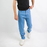 بنطلون سلم رجالي جينز رباعية 98% قطن 2% ليكرا كحلي فاتح جميع المواسم من إيجي وير جينز - slm08-487-light blue