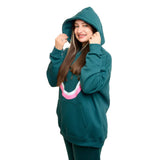 سويتشيرت هودي مطبوع حريمى قطن اسفنجي اخضر شتوي من اتش - smile-Green