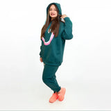 سويتشيرت هودي مطبوع حريمى قطن اسفنجي اخضر شتوي من اتش - smile-Green