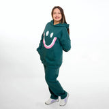 سويتشيرت هودي مطبوع حريمى قطن اسفنجي اخضر شتوي من اتش - smile-Green