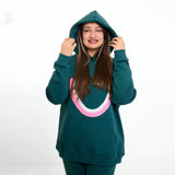 سويتشيرت هودي مطبوع حريمى قطن اسفنجي اخضر شتوي من اتش - smile-Green