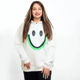 سويتشيرت هودي مطبوع حريمى قطن اسفنجي ابيض شتوي من اتش - smile-White