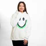 سويتشيرت هودي مطبوع حريمى قطن اسفنجي ابيض شتوي من اتش - smile-White
