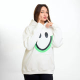 سويتشيرت هودي مطبوع حريمى قطن اسفنجي ابيض شتوي من اتش - smile-White