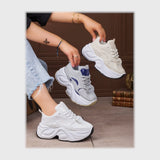 حذاء سنيكرز حريمى فوندي جلد إسكاي مستورد ونعل PVC حقن الوان متعددة جميع المواسم من ان ستايل - sr-102
