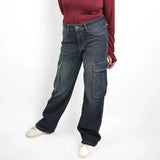 بنطلون كارجو حريمي جينز رباعيه قطن 100 % كحلي زيتي جميع المواسم من ايجي وير جينز - stw03-450-oliveblue