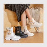 حذاء هاف بوت حريمى فوندي جلد إسكاي مستورد ونعل PVC حقن الوان متعددة شتوى من اكس تو - t-496